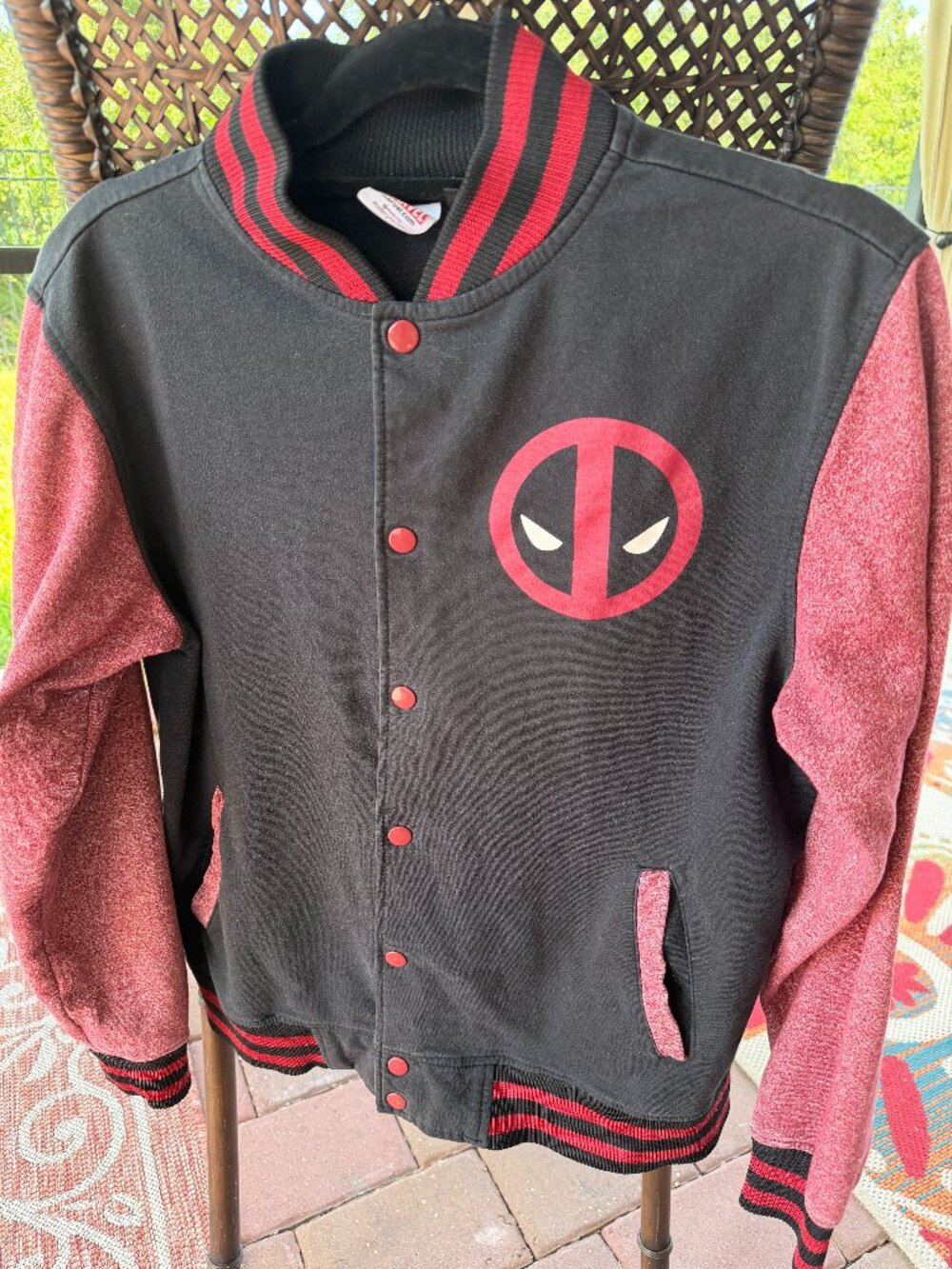 Official Marvel Deadpool Varsity Jacket Men’s Small Bomber Jacket